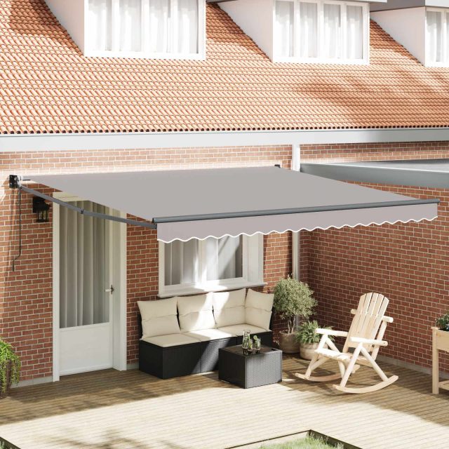 vidaXL Ausziehbare Markise Hellgrau 400 x 300 cm Polyester und Metall