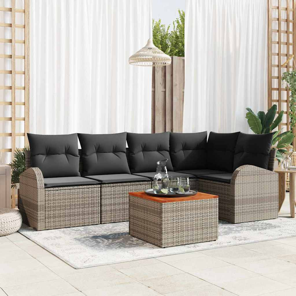 vidaXL Gartensofa-set mit Speicher 6 pcs Grau Poly-Rattan