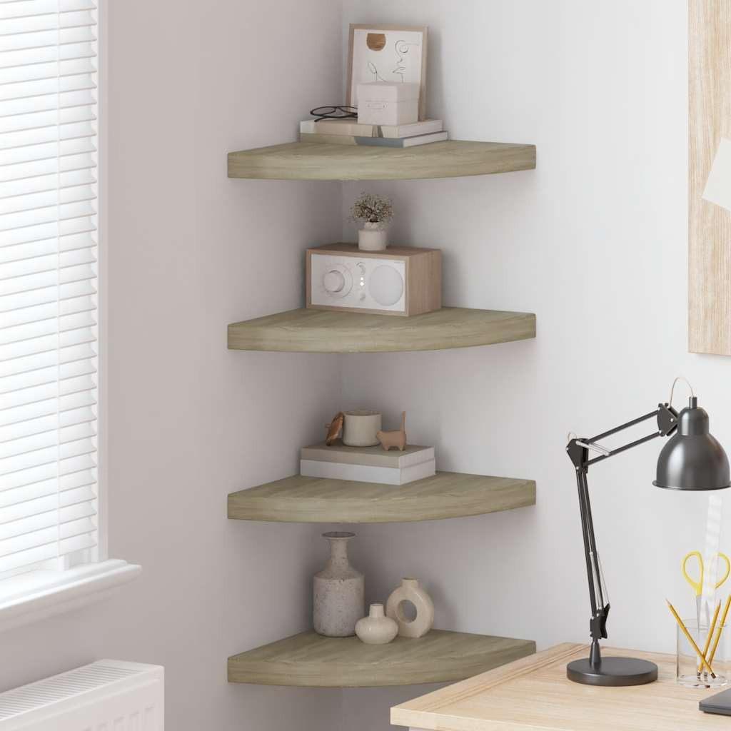 vidaXL Eck-Schweberegale 4 Stk. Eichen-Optik 35x35x3,8 cm MDF