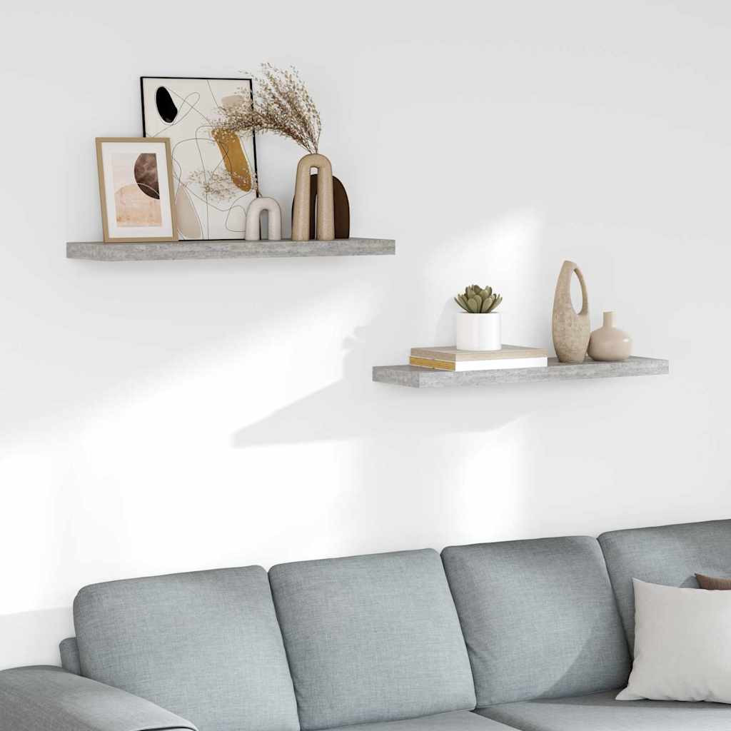 vidaXL Schweberegale 2 Stk. Betongrau 80x23,5x3,8 cm MDF