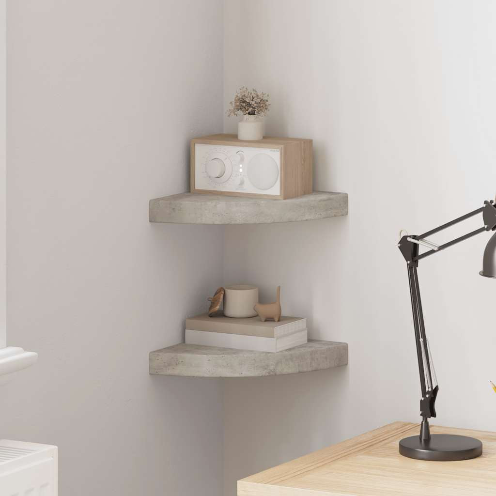vidaXL Eck-Schweberegale 2 Stk. Betongrau 25x25x3,8 cm MDF