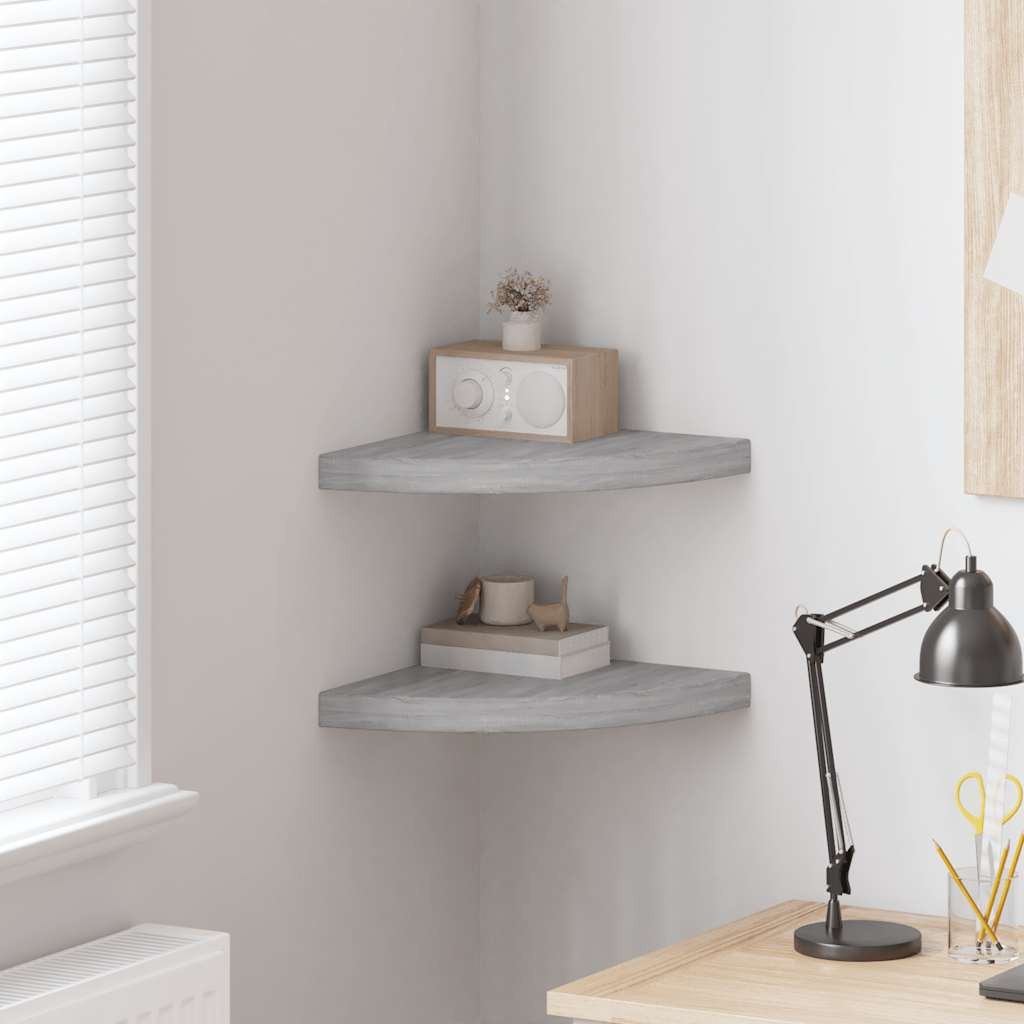 vidaXL Eck-Schweberegale 2 Stk. Betongrau 35x35x3,8 cm MDF