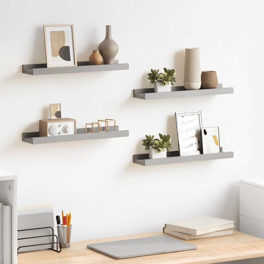 vidaXL Wandregale 4 Stk. Grau 40x9x3 cm