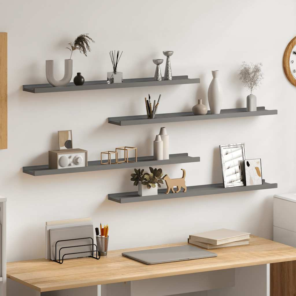 vidaXL Wandregale 4 Stk. Grau 80x9x3 cm