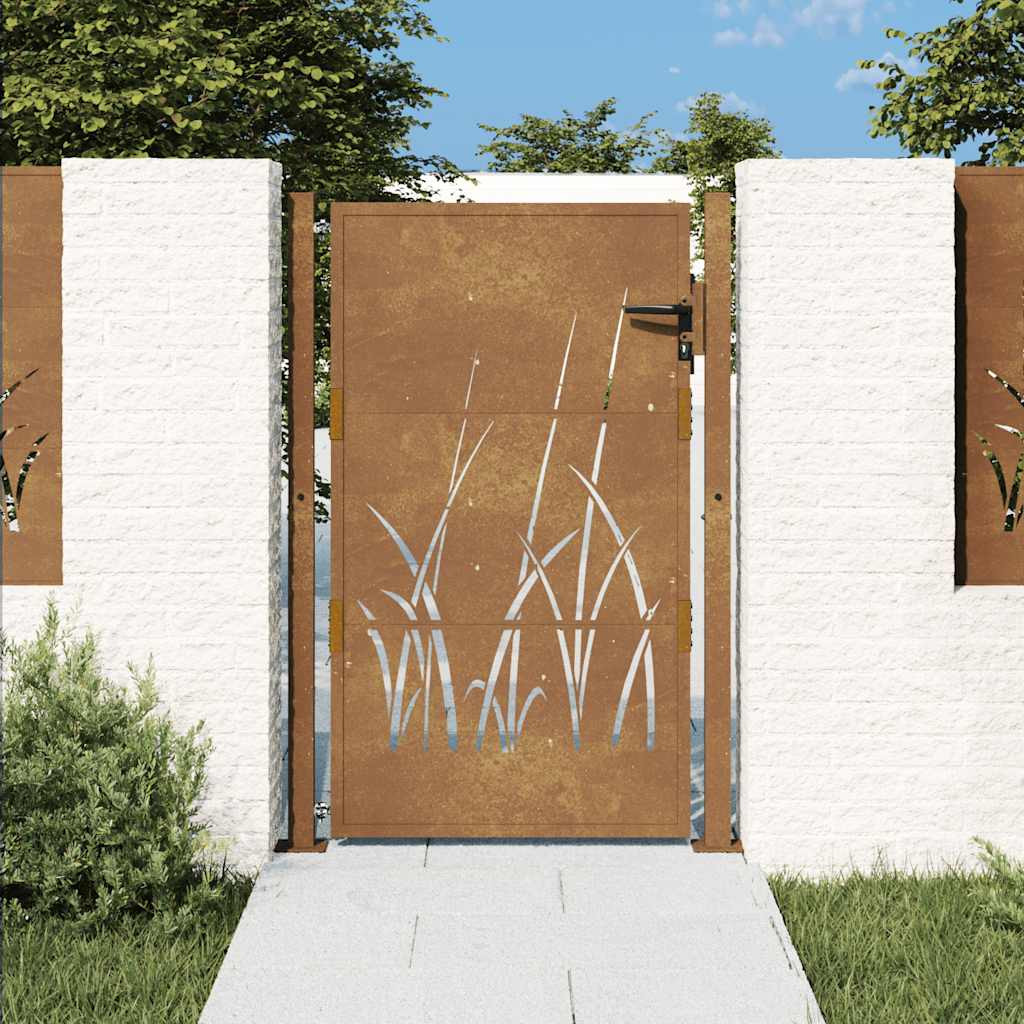 vidaXL Gartentor 100x125 cm Cortenstahl Gras-Design