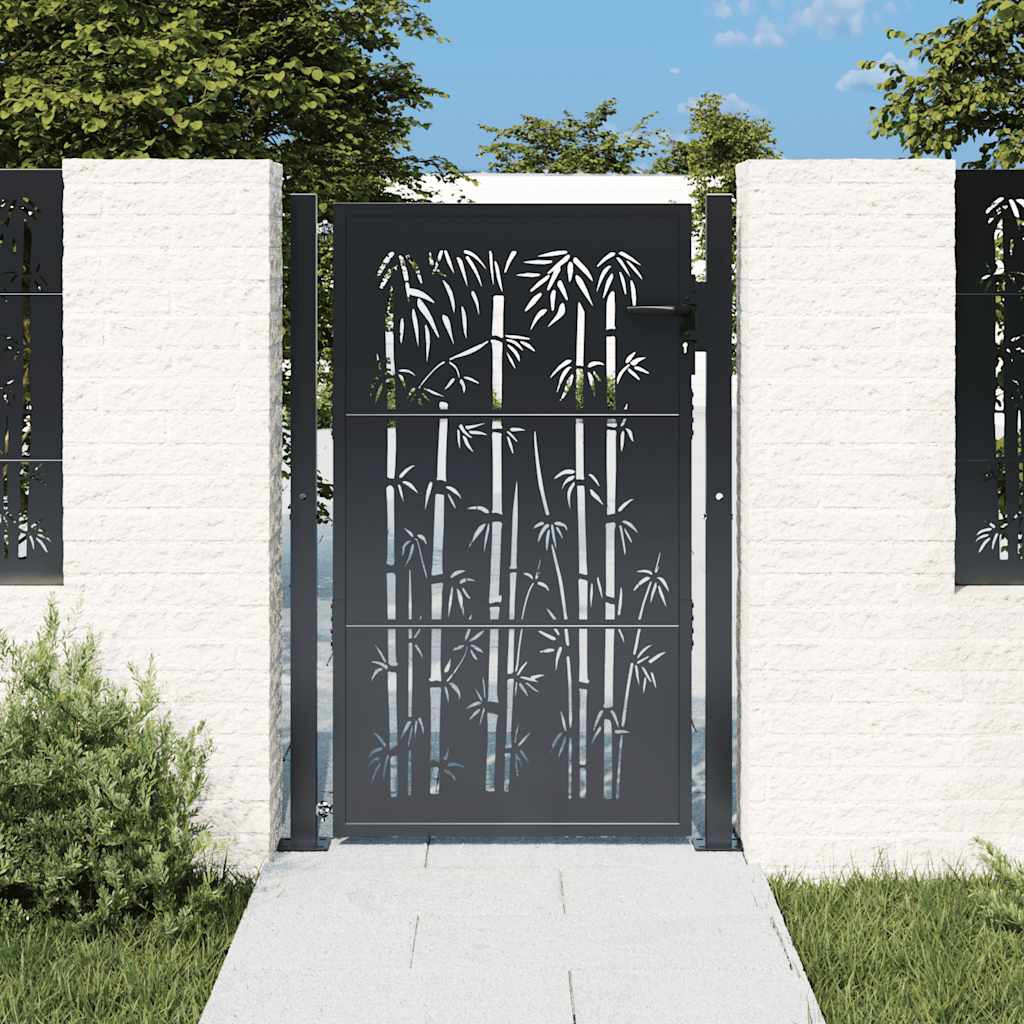 vidaXL Gartentor Anthrazit 100x150 cm Stahl Bambus-Design
