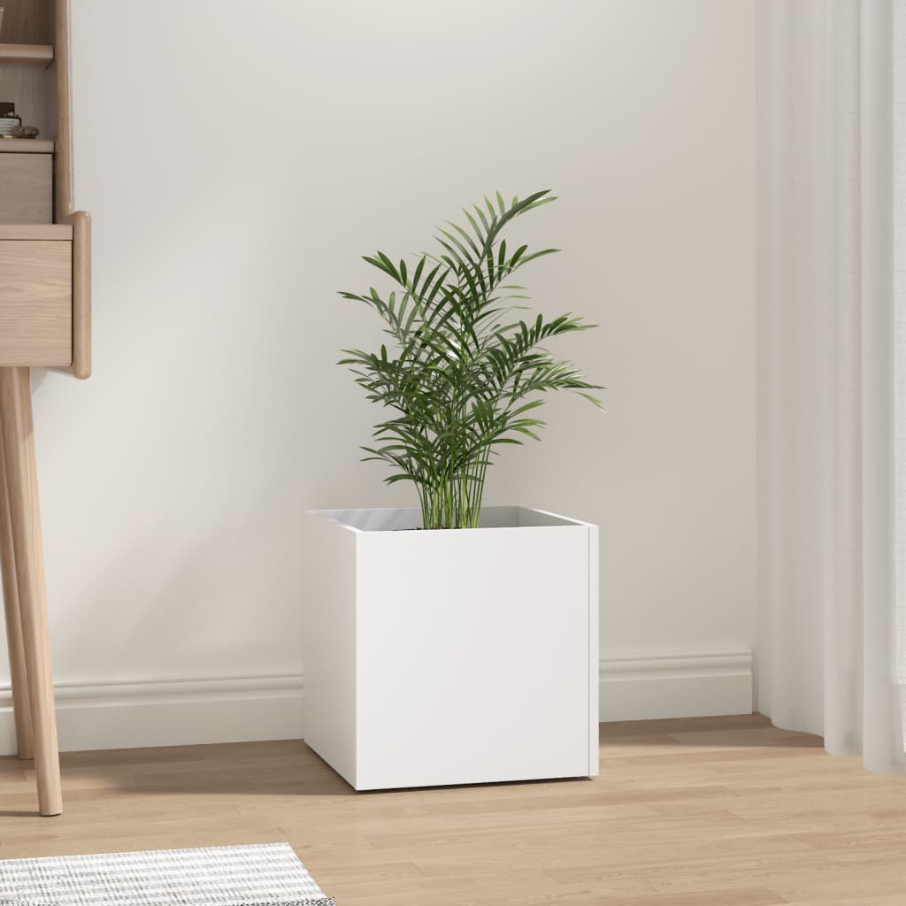 vidaXL Pflanzgefäß Weiß 40x40x40 cm Holzwerkstoff