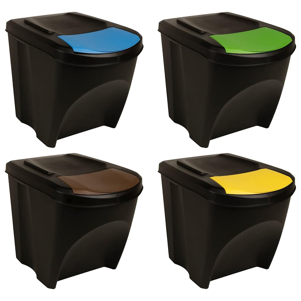 vidaXL Stapelbare Mülleimer 4 Stk. Anthrazit 100 L