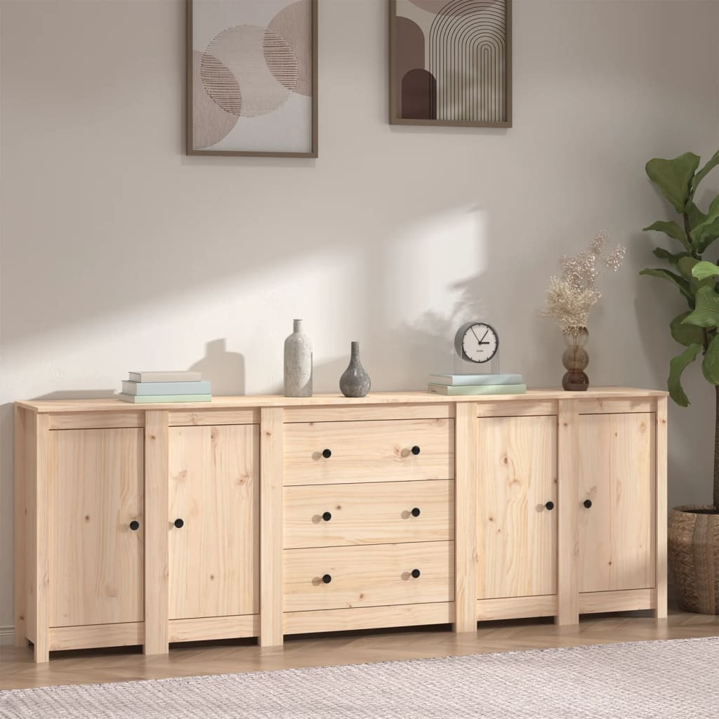 vidaXL Sideboard 230x35x80 cm Massivholz Kiefer
