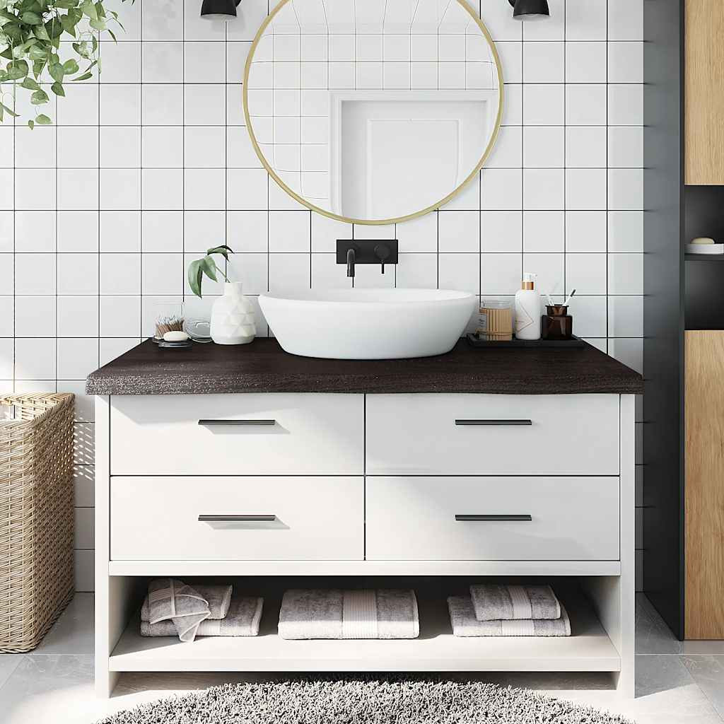 vidaXL Waschtischplatte Dunkelbraun 100x60x(2-6)cm Massivholz