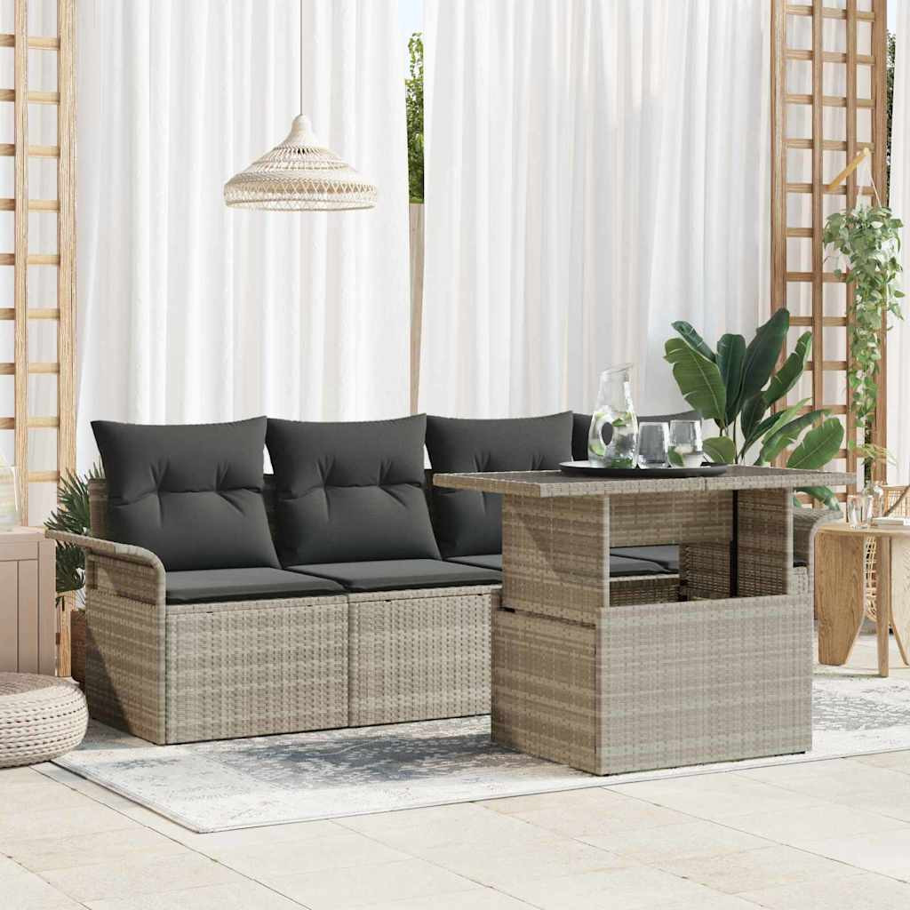 vidaXL Gartensofa-set mit Kissen 5 pcs Hellgrau Poly Rattan