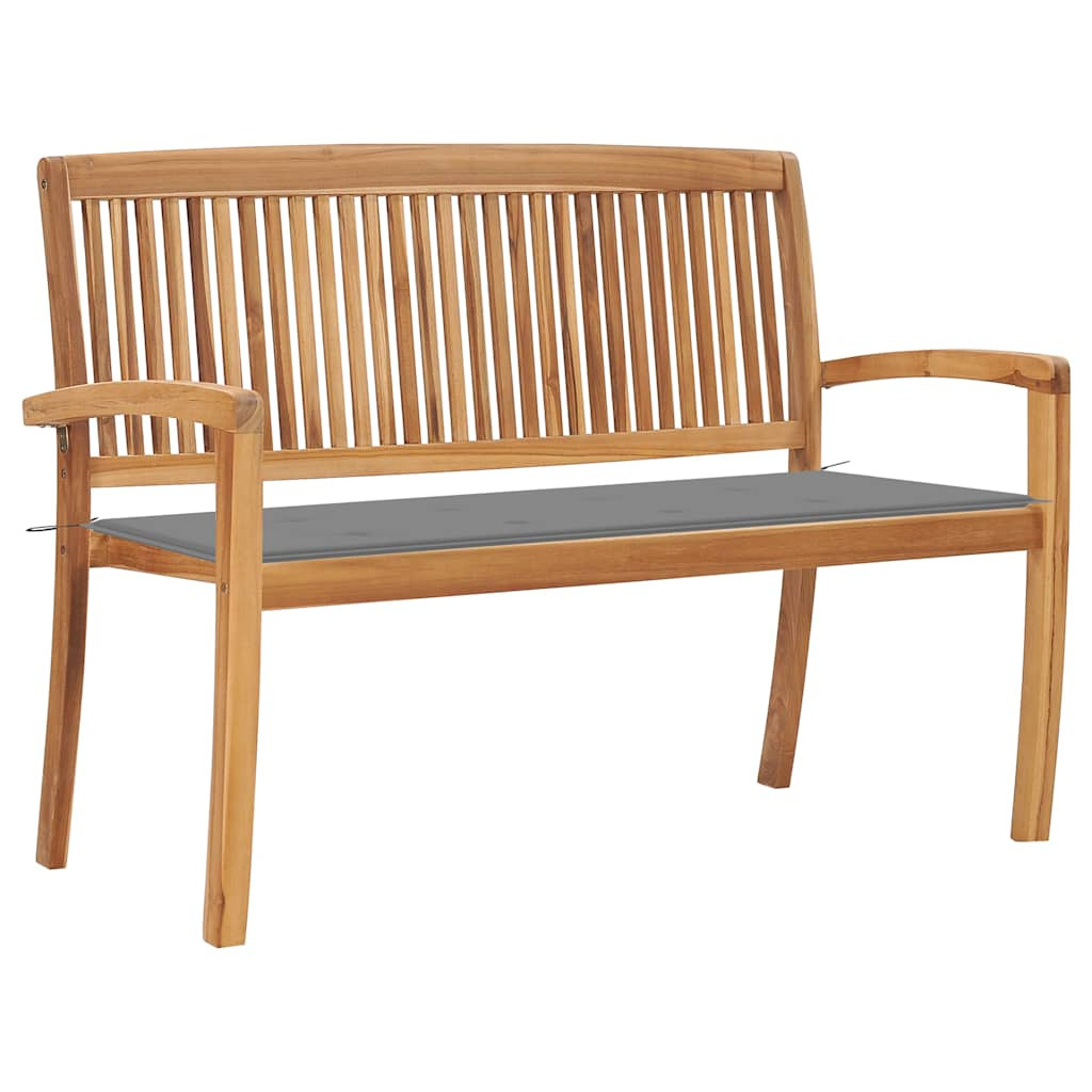 vidaXL Stapelbare Gartenbank mit Auflage 128,5 cm Massivholz Teak
