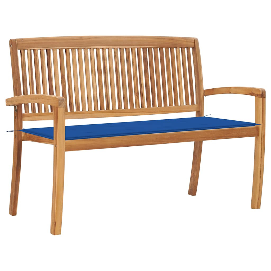 vidaXL Stapelbare Gartenbank mit Auflage 128,5 cm Massivholz Teak
