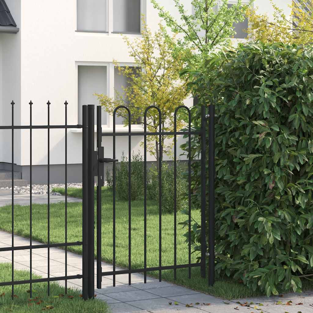 vidaXL Zauntor BOXTEL Einzeltür mit Bogenabschluss Stahl 1 x 1,2 m Schwarz