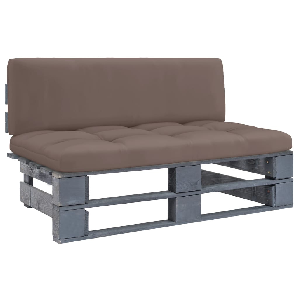 vidaXL Outdoor-Mittelsofa Paletten Imprägniertes Kiefernholz Grau