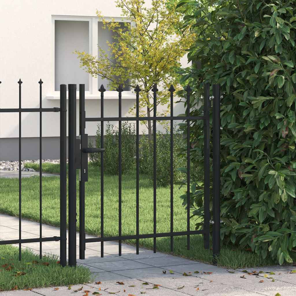 vidaXL Zauntor BOXTEL Einzeltür mit Dorn Stahl 1 x 1 m Schwarz