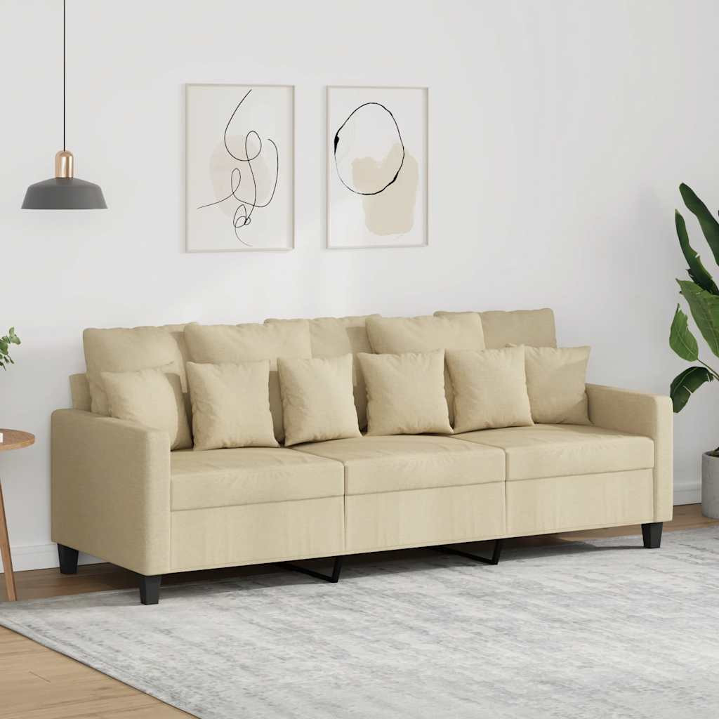 vidaXL 3-Sitzer-Sofa Creme 180 cm Stoff