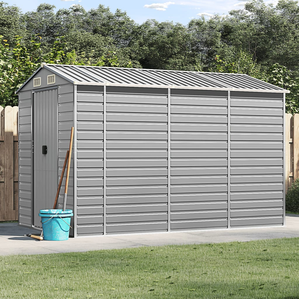 vidaXL Gartenhaus Hellgrau 191 x 300 x 198 cm Verzinkter Stahl