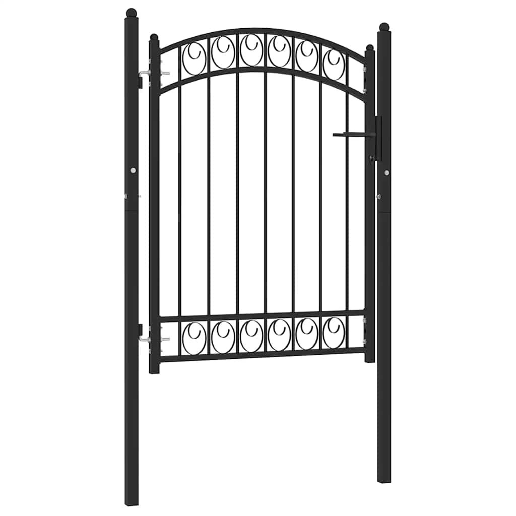 vidaXL Zauntor EMMEN mit Bogenabschluss Stahl 100 x 98,5 cm Schwarz
