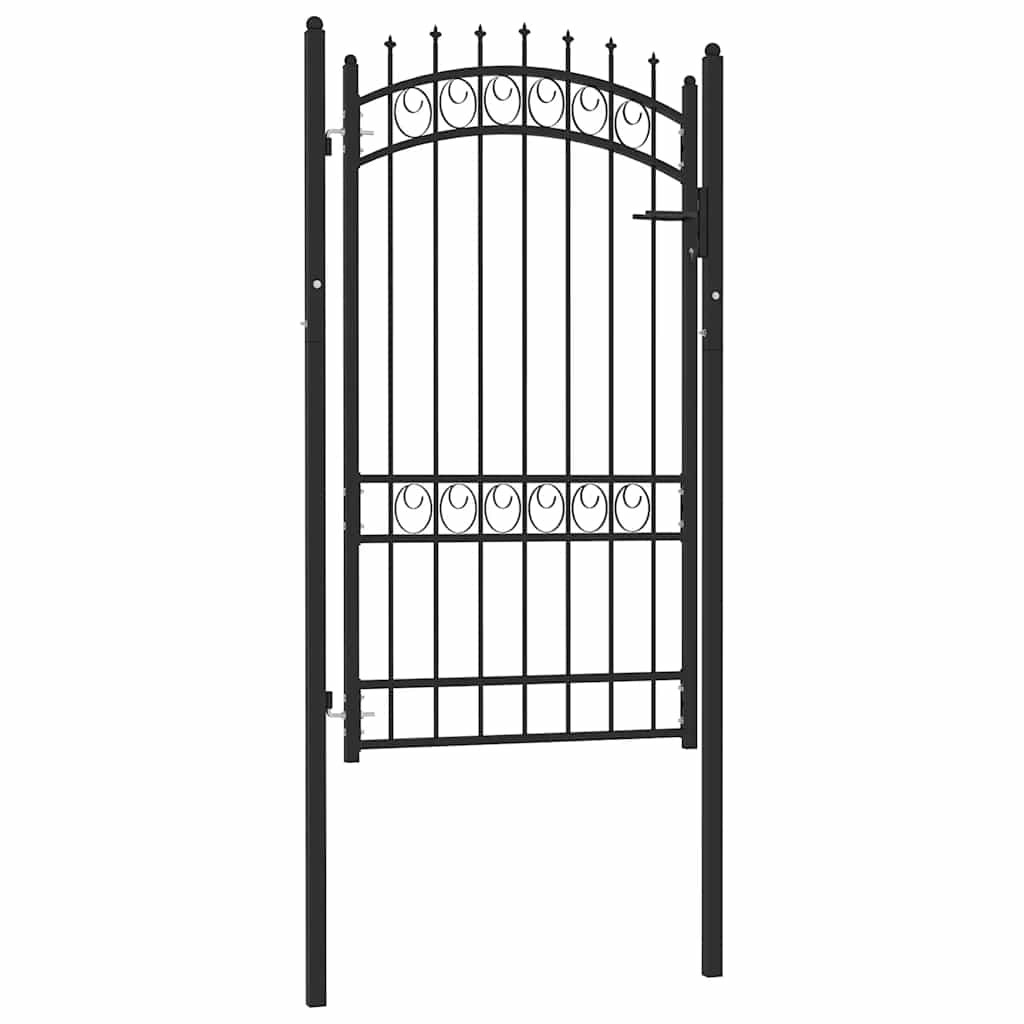 vidaXL Zauntor EMMEN mit Spikes Stahl 103 x 134,5 cm Schwarz