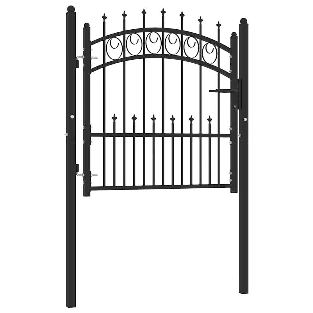 vidaXL Zauntor EMMEN mit Spikes Stahl 104 x 87 cm Schwarz