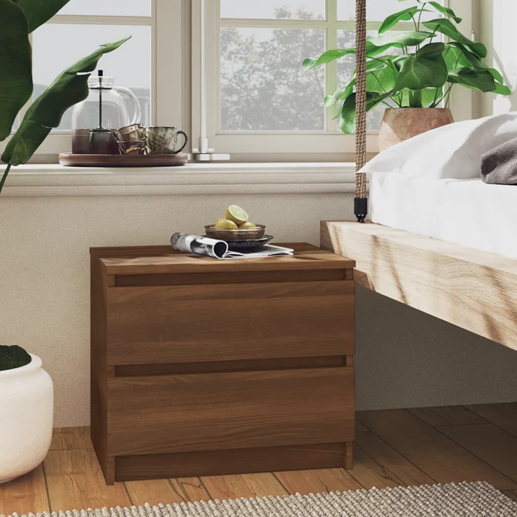 vidaXL Nachttische 2 Stk Braun Eichen-Optik 50x39x43,5cm Holzwerkstoff