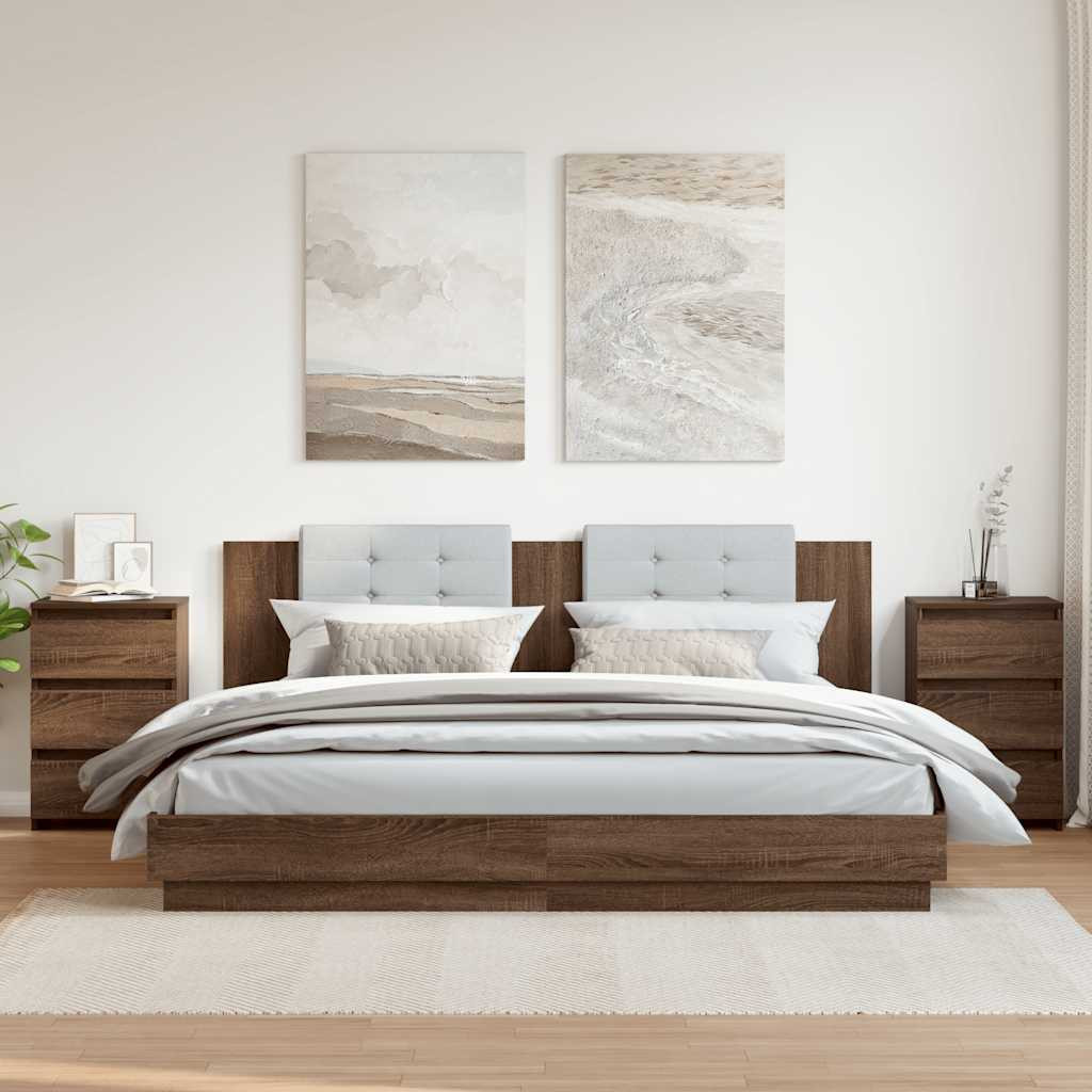vidaXL Nachttische 2 Stk. Braun Eiche 40x35x62,5 cm Holzwerkstoff