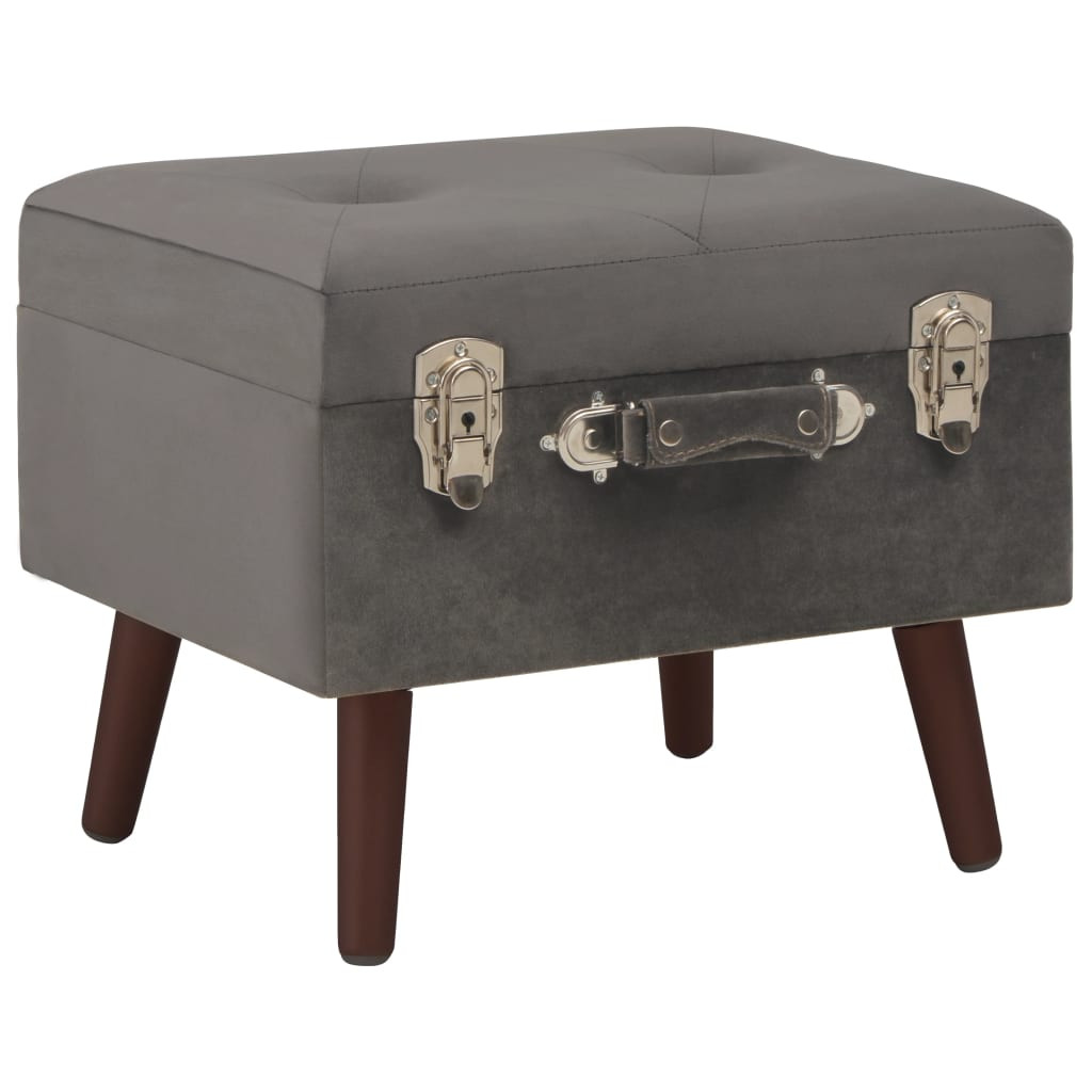 vidaXL Hocker mit Stauraum Grau 40 cm Samt