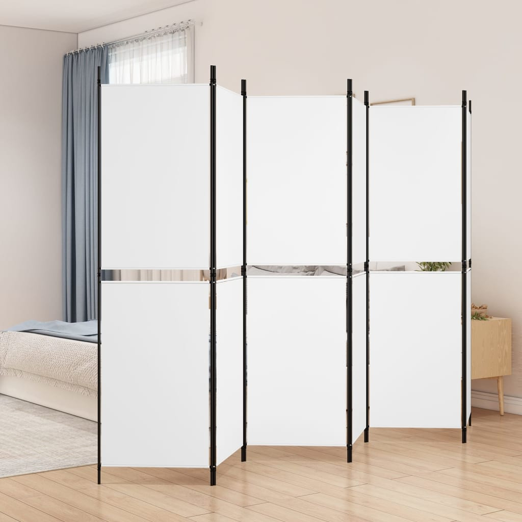 vidaXL 6-tlg. Paravent Weiß 300x180 cm Stoff