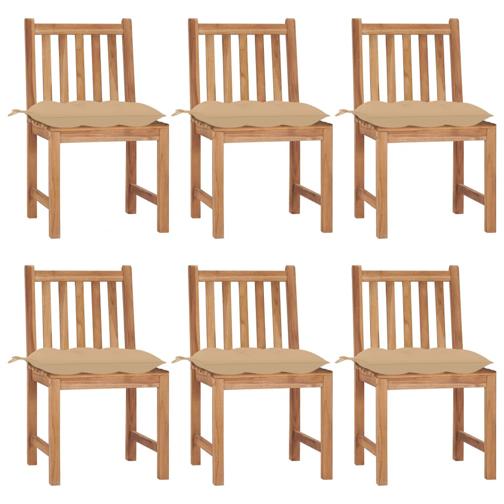 vidaXL Gartenstühle 6 Stk. mit Kissen Massivholz Teak