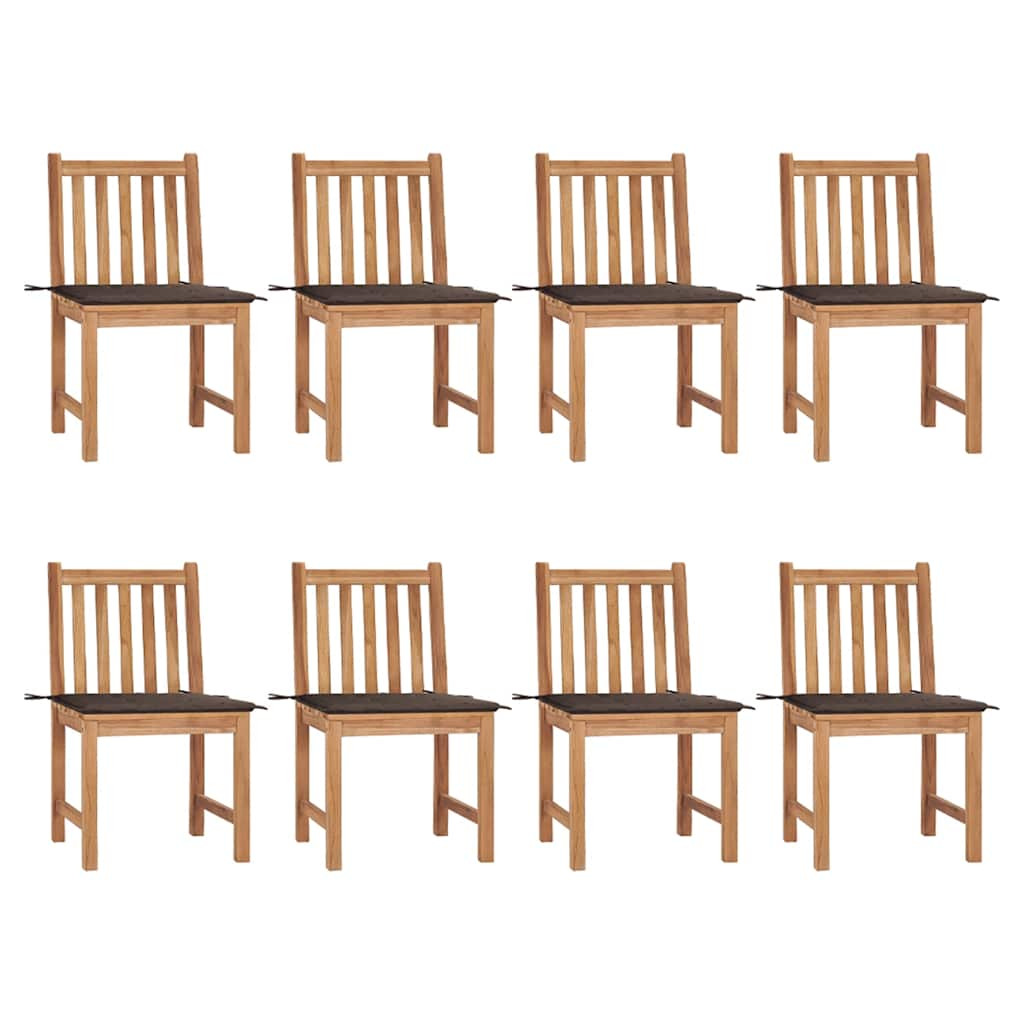 vidaXL Gartenstühle 8 Stk. mit Kissen Massivholz Teak