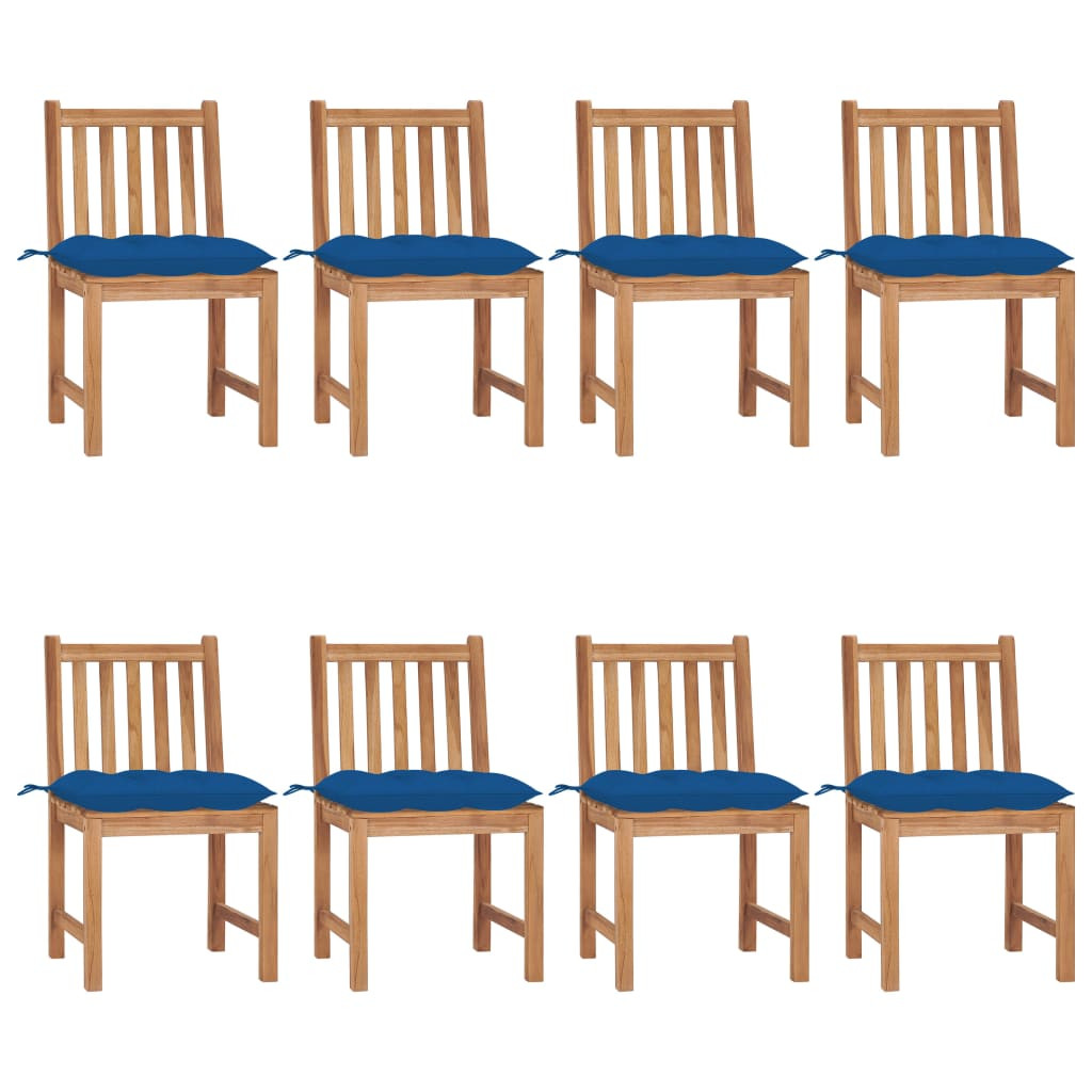 vidaXL Gartenstühle 8 Stk. mit Kissen Massivholz Teak
