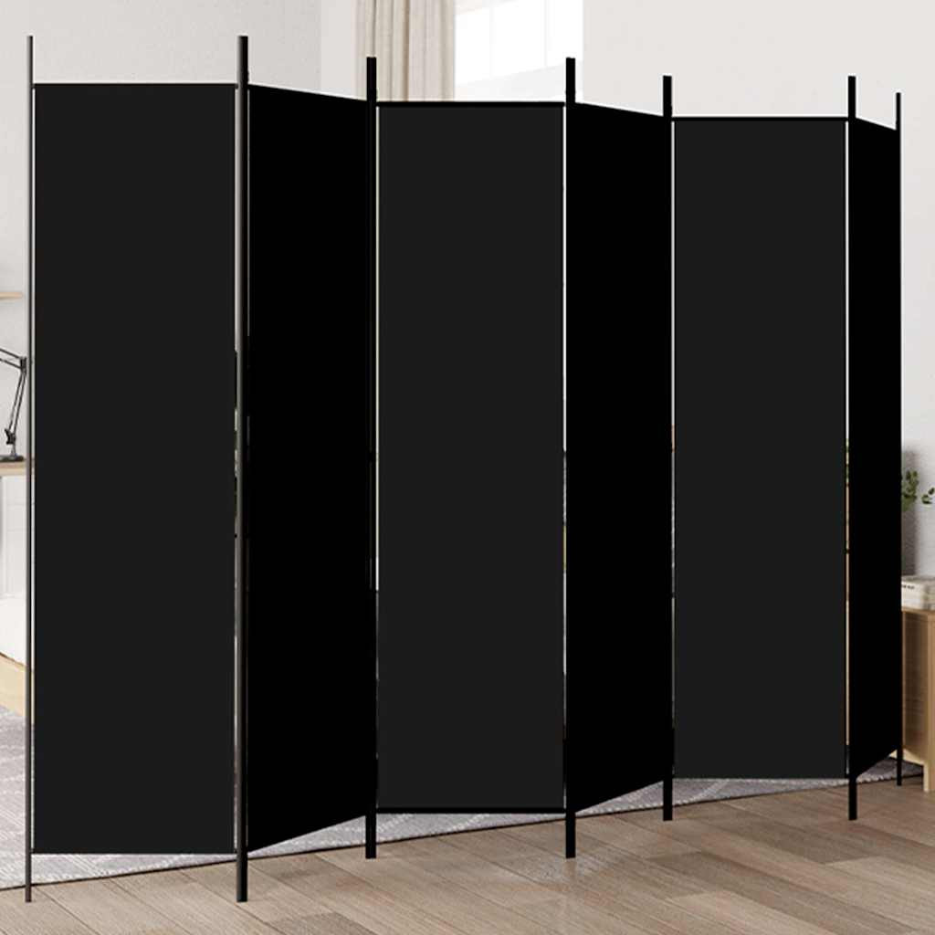 vidaXL 6-tlg. Paravent Schwarz 300x200 cm Stoff