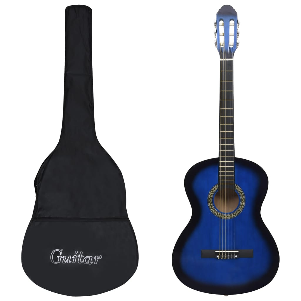 vidaXL Klassikgitarre für Anfänger mit Tasche Blau 4/4 39"