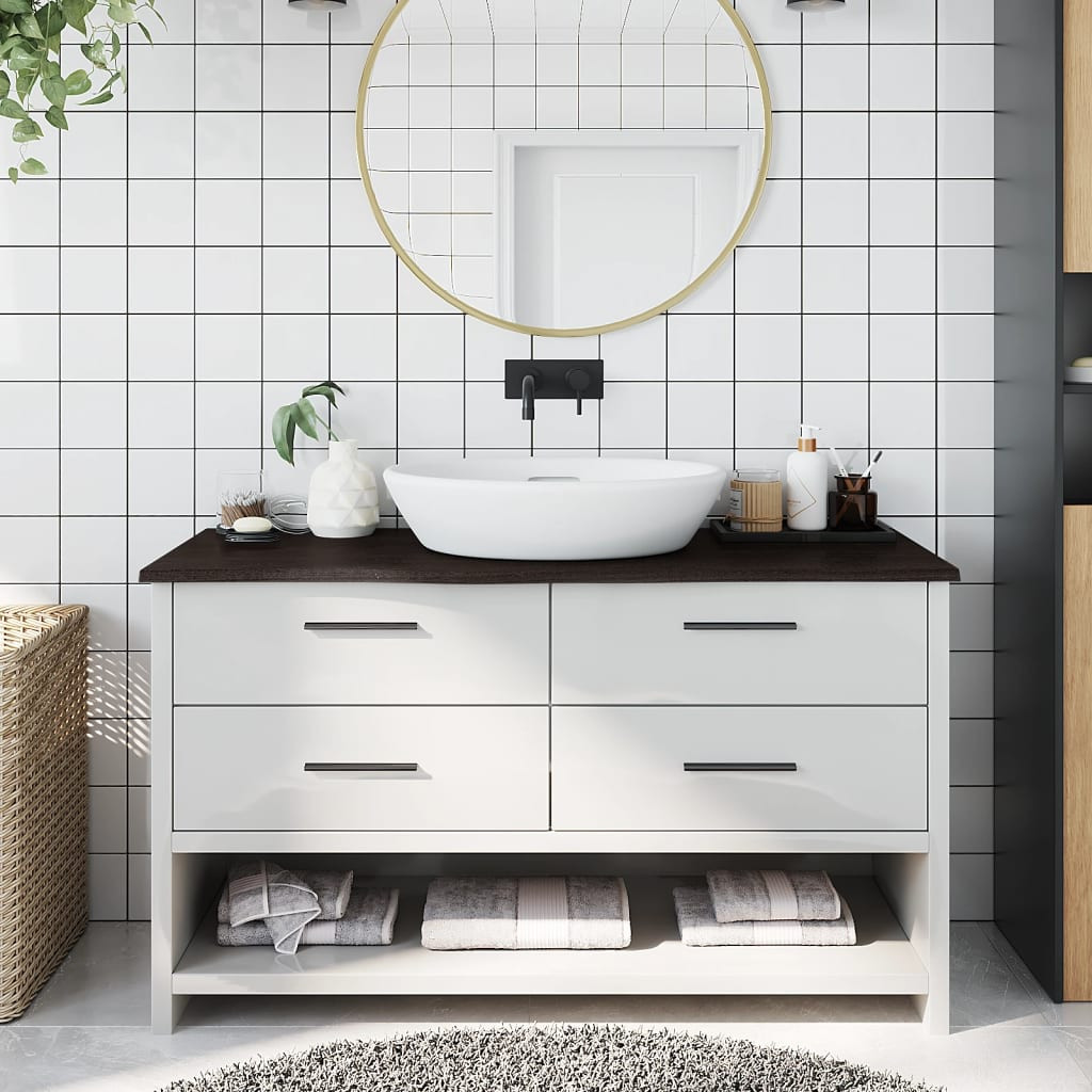 vidaXL Waschtischplatte Dunkelbraun 100x40x2 cm Massivholz Behandelt