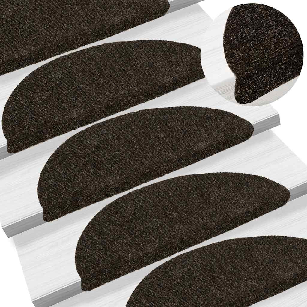 vidaXL Stufenmatten Selbstklebend 10 Stk. 56x17x3 cm Dunkelbraun Halbrund
