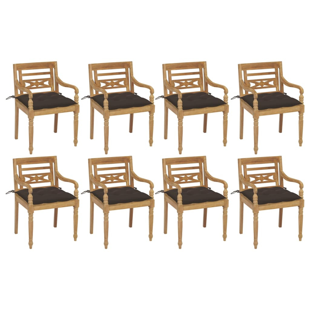 vidaXL Batavia-Stühle mit Kissen 8 Stk. Massivholz Teak