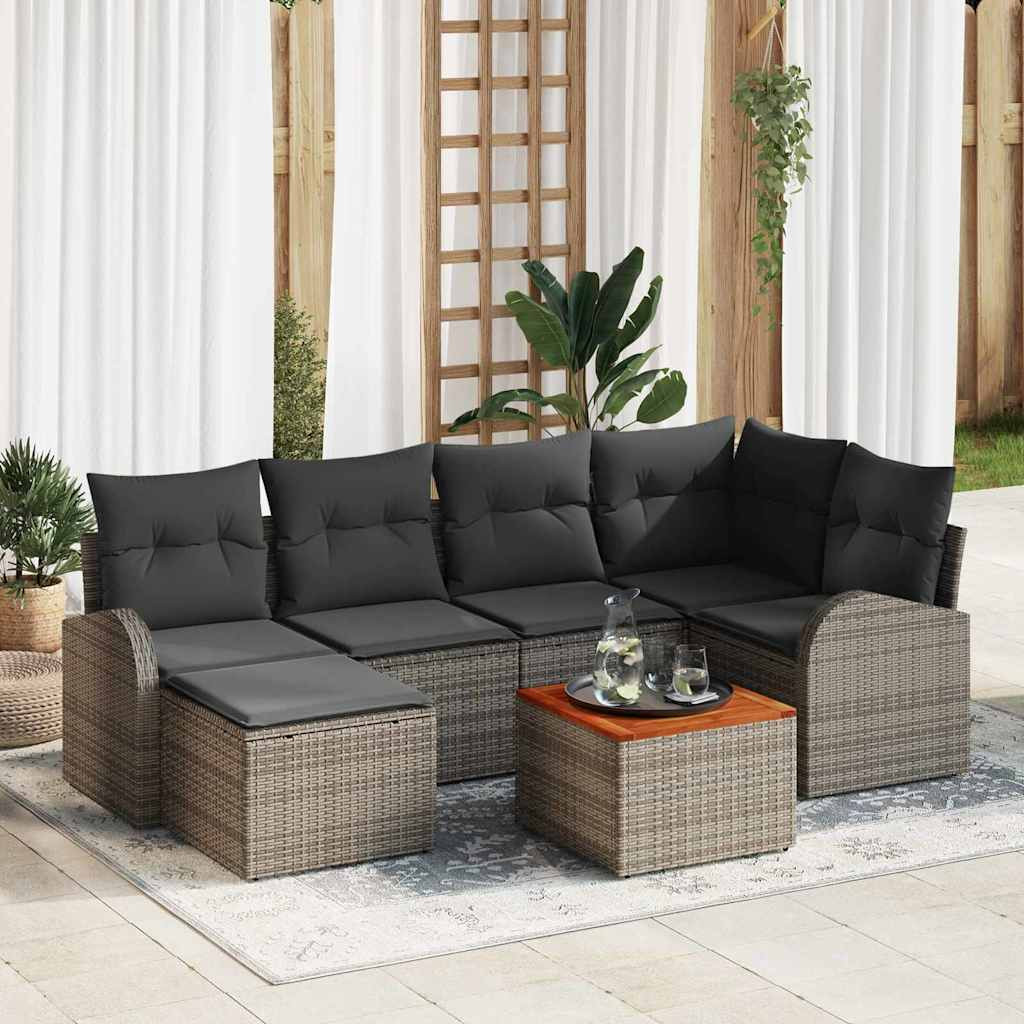 vidaXL Gartensofa-set mit Speicher 7 pcs Grau Poly-Rattan