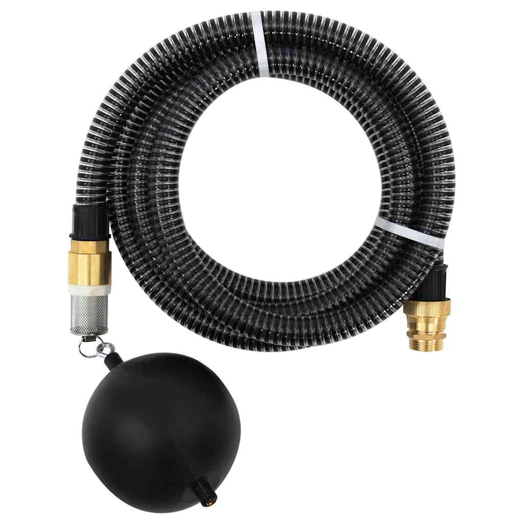 vidaXL Saugschlauch mit Messing-Anschlüssen Schwarz 1,1" 4 m PVC