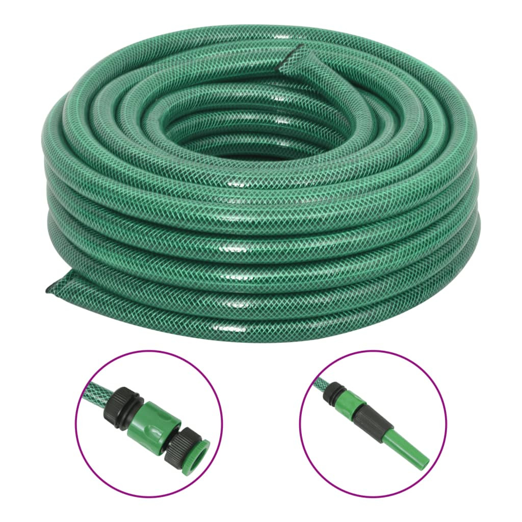 vidaXL Gartenschlauch mit Kupplung-Set Grün 0,75" 100 m PVC