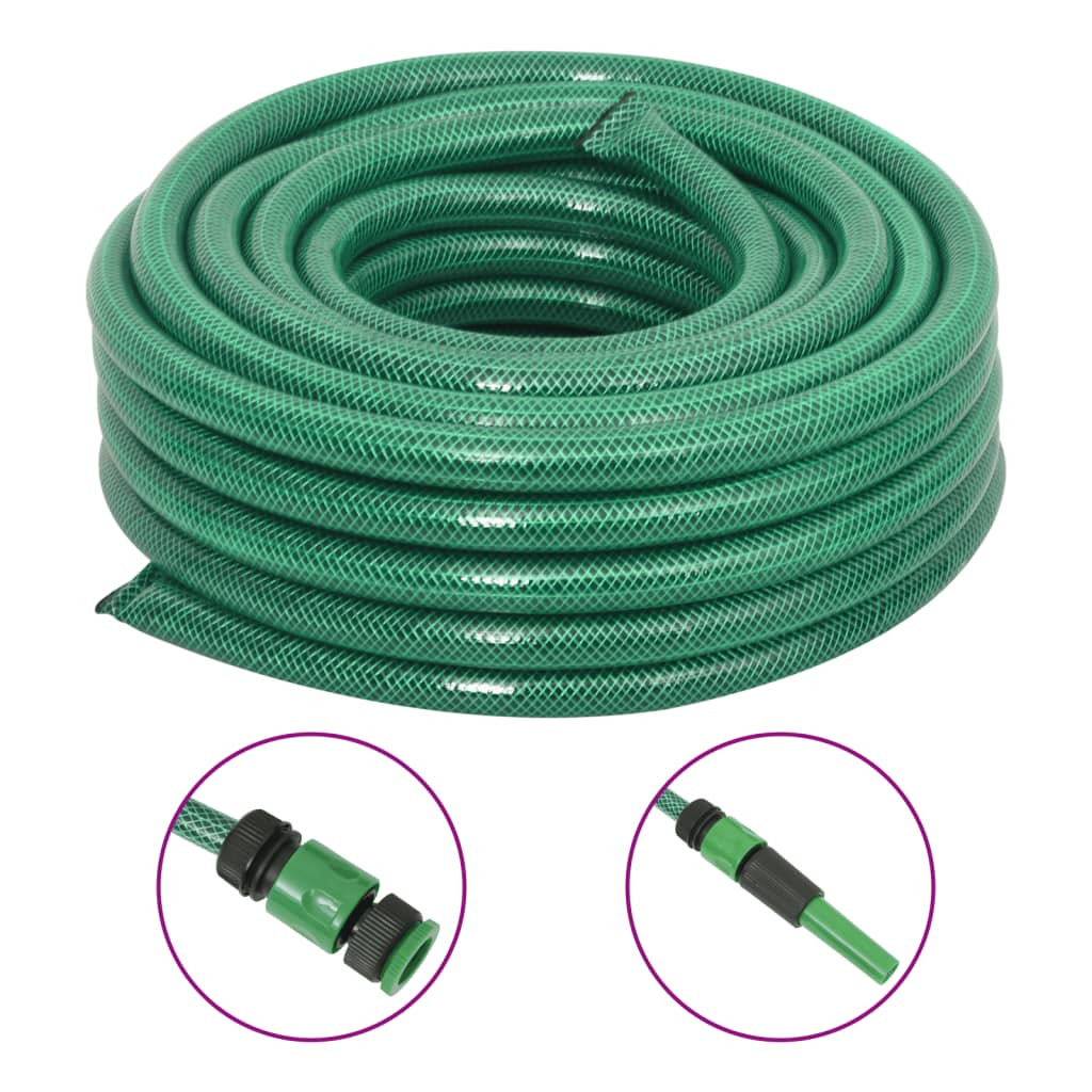 vidaXL Gartenschlauch mit Kupplung-Set Grün 0,75" 10 m PVC