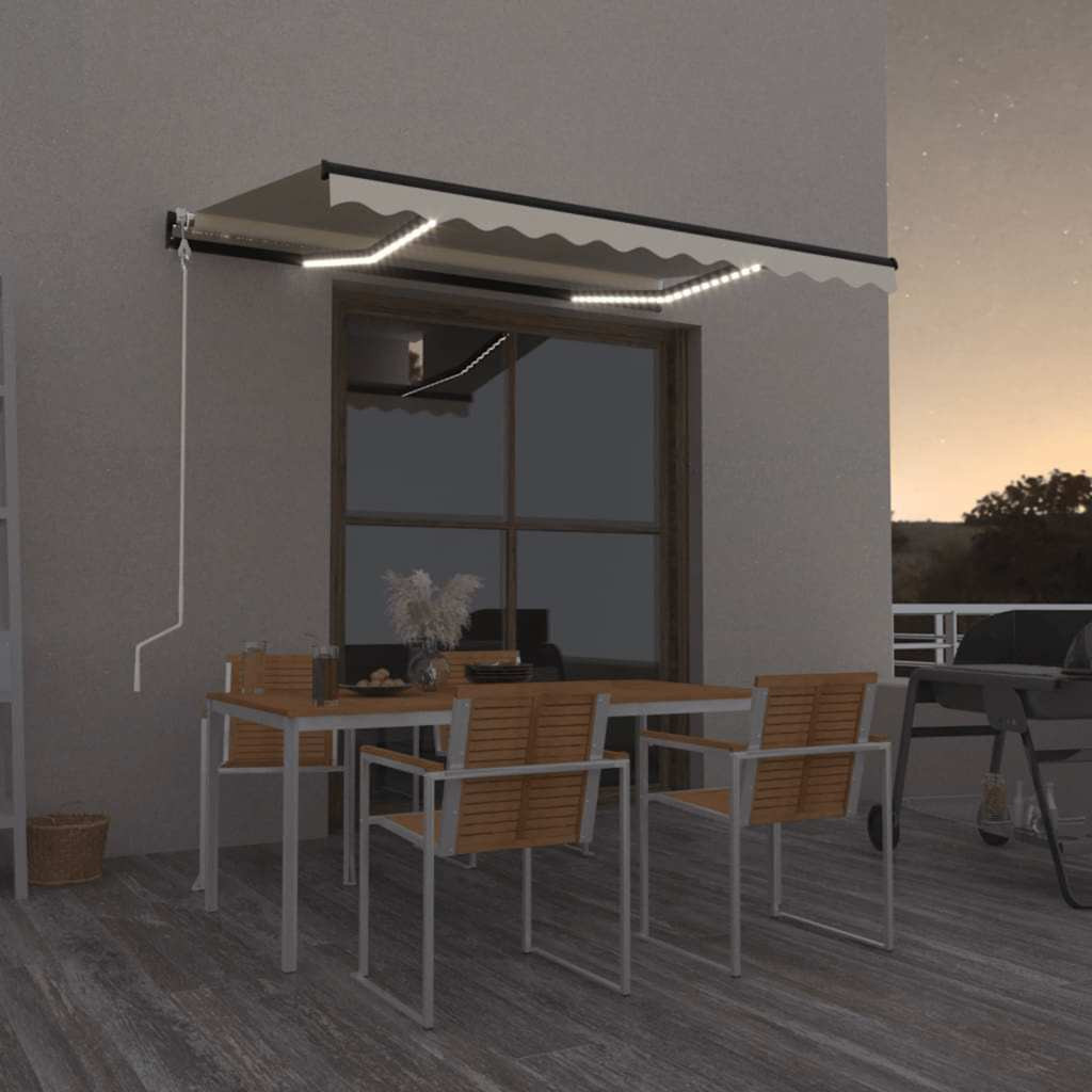 vidaXL Automatische Markise mit LED & Windsensor 400x300 cm Creme