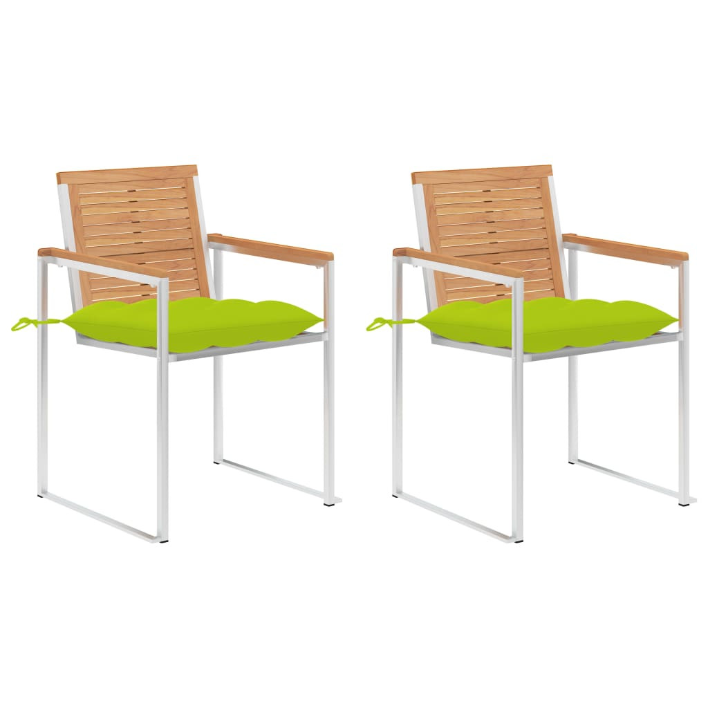 vidaXL Gartenstühle mit Kissen 2 Stk. Massivholz Teak und Stahl