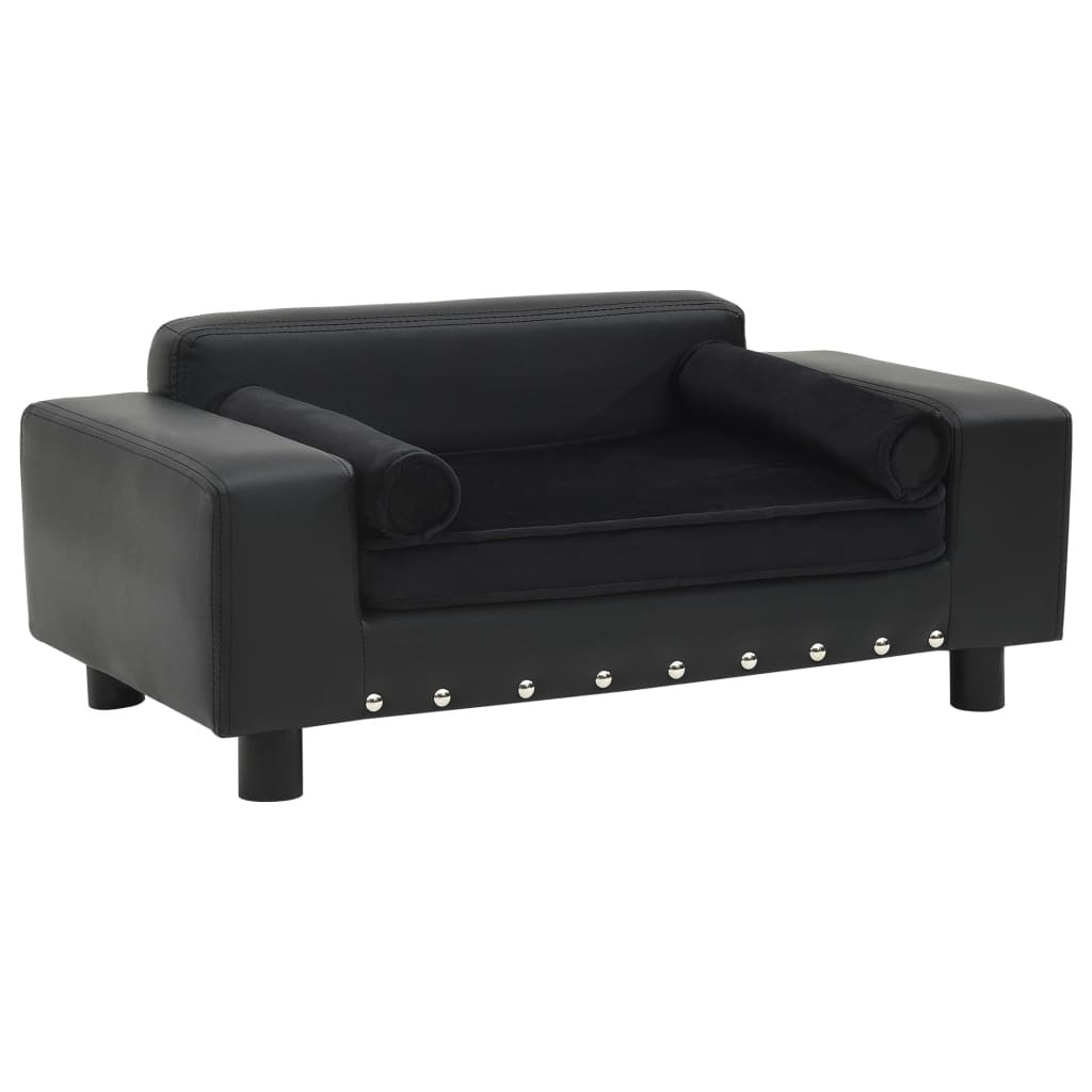 vidaXL Hundesofa Schwarz 81x43x31 cm Plüsch und Kunstleder