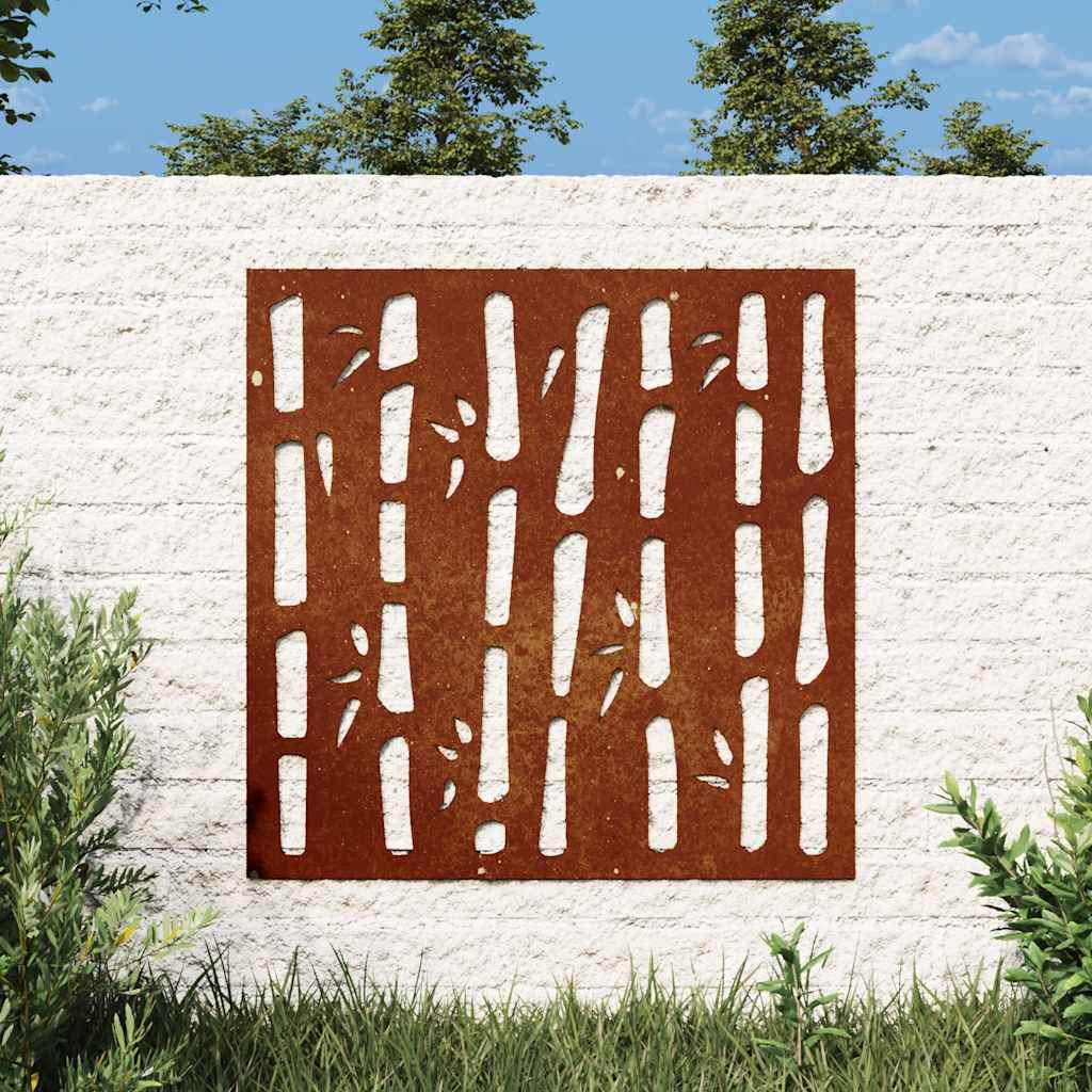 vidaXL Garten-Wanddeko 55x55 cm Cortenstahl Bambus-Design