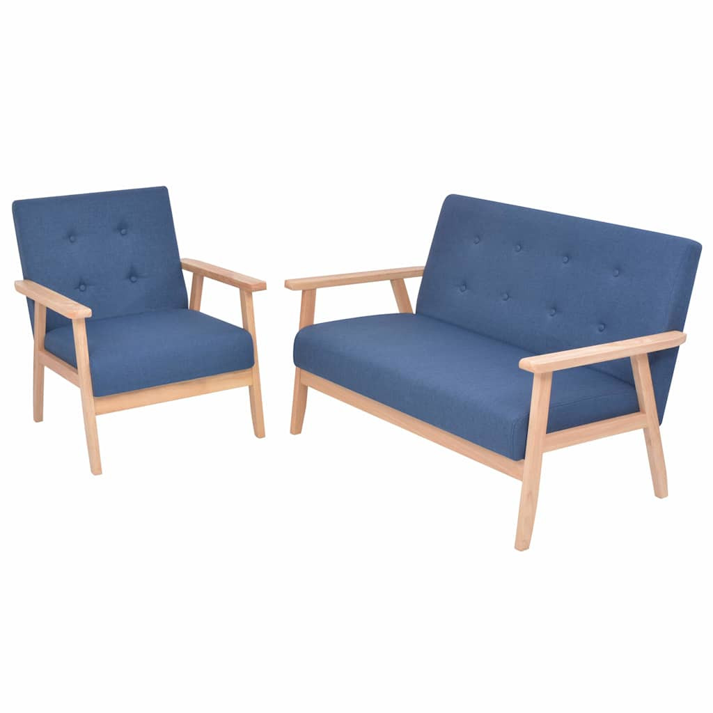 vidaXL Sofagarnitur 2-tlg. Stoff Blau