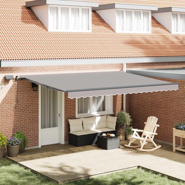 vidaXL Ausziehbare Markise Hellgrau 450 x 300 cm Stoff und Aluminium