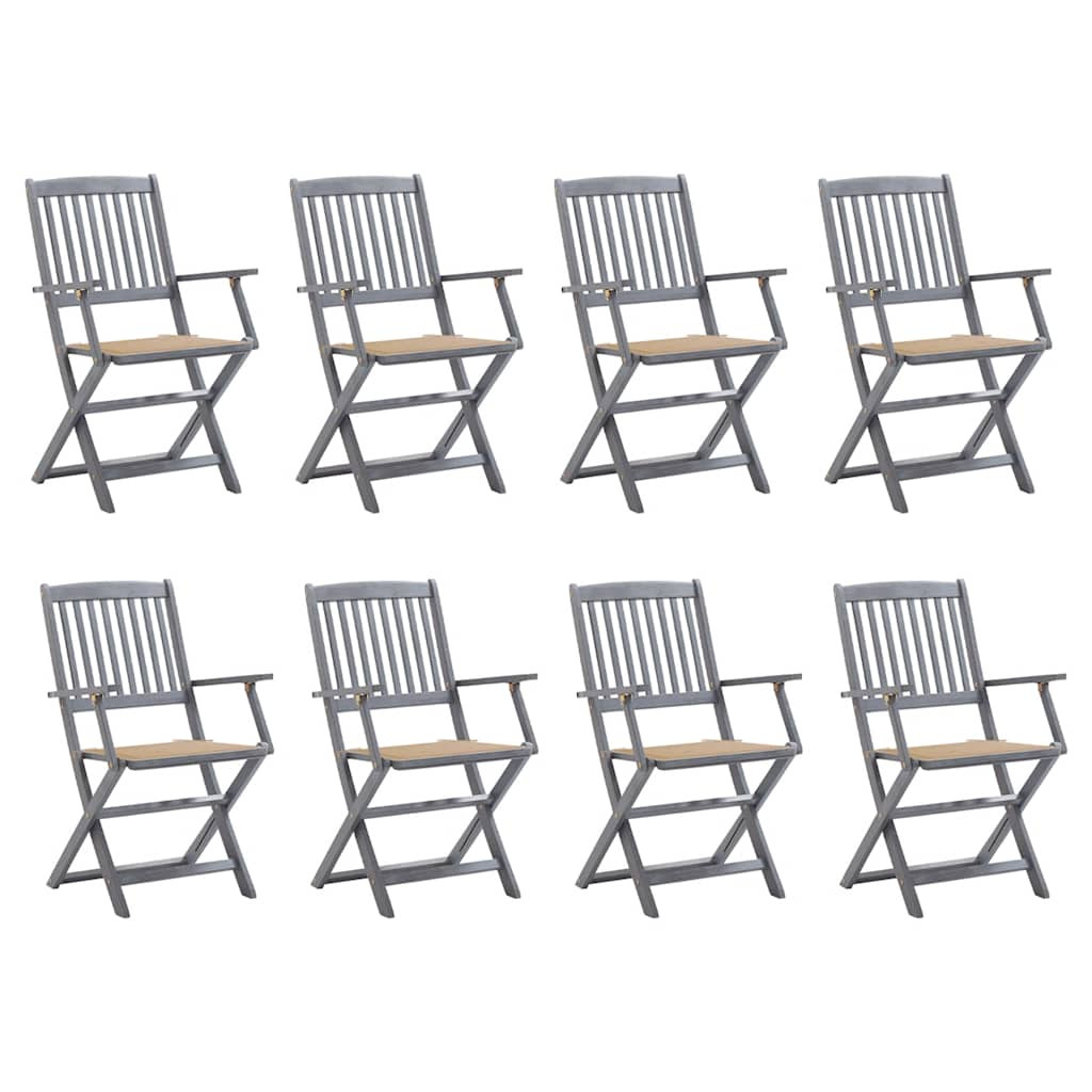 vidaXL Klappbare Gartenstühle 8 Stk. mit Kissen Massivholz Akazie