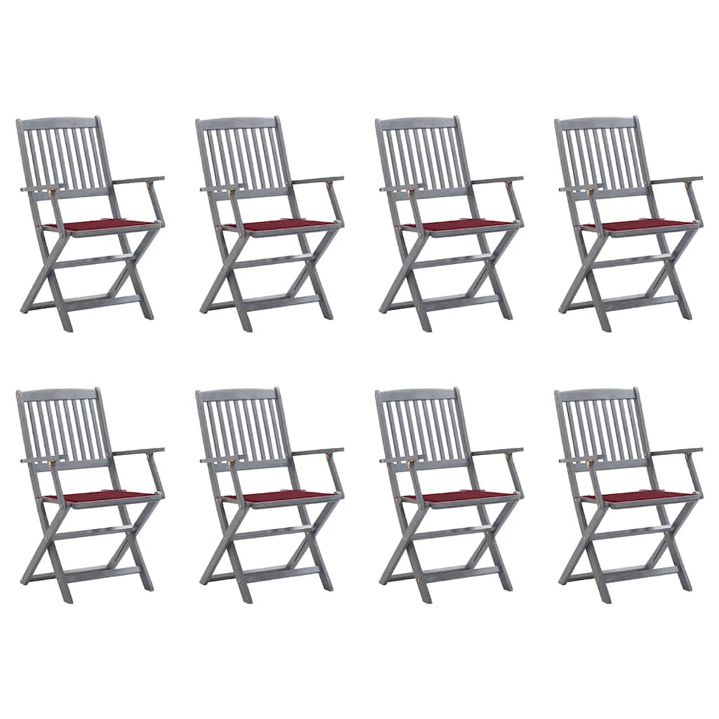 vidaXL Klappbare Gartenstühle 8 Stk. mit Kissen Massivholz Akazie