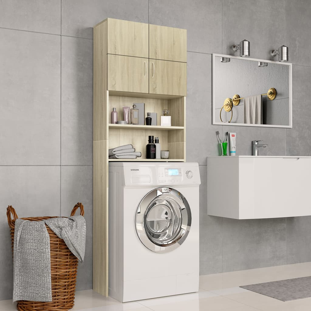 vidaXL Waschmaschinenschrank Sonoma-Eiche 64x25,5x190 cm Holzwerkstoff